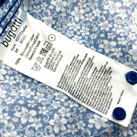 BUGATTI Men's Designer Long Sleeve Dress Shirt Size 44 - NEW - Picture 7 of 7